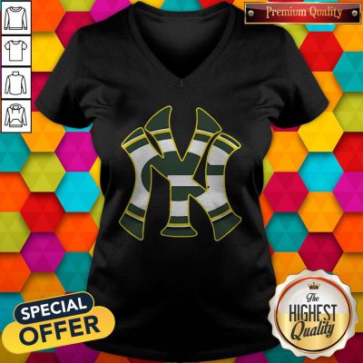 Official New York Yankees And Green Bay Packers V-neck