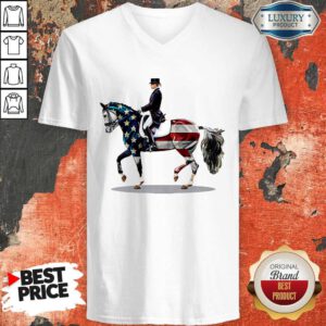 Premium American Flag Dressage Horse V-neck