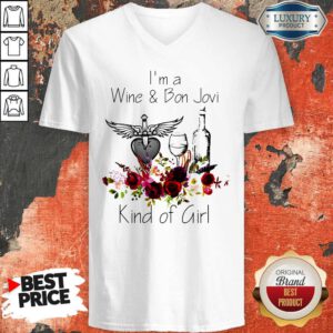 Premium I’m Wine And Bon Jovi Kind Of Girl V-neck