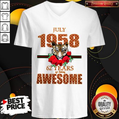 Premium Tiger July 1958 62 Years Of Being Awesome V-neck