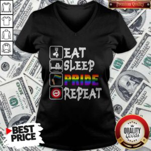 Pretty LGBT Eat Sleep Pride Repeat V-neck
