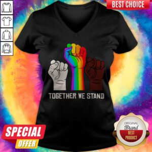 Pretty LGBT Strong Hand Together We Stand V-neck