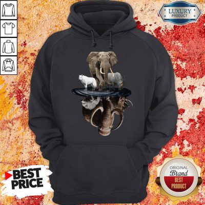 Pretty Wolf Elephant And Rhino Water Reflection Hoodie