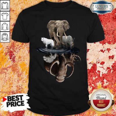 Pretty Wolf Elephant And Rhino Water Reflection Shirt