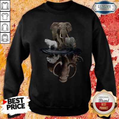 Pretty Wolf Elephant And Rhino Water Reflection Sweatshirt