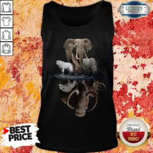 Pretty Wolf Elephant And Rhino Water Reflection Tank Top