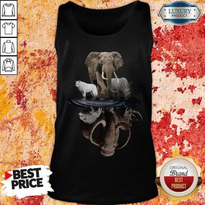 Pretty Wolf Elephant And Rhino Water Reflection Tank Top