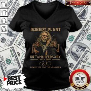 Robert Plant 55th Anniversary 1965 2020 Thank You For The Memories Signature V-neck