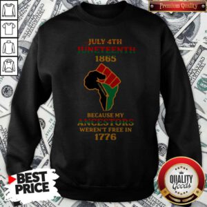 Strong Hand July 4th Juneteeth 1865 Because My Ancestors Weren’t Free In 1776 Sweatshirt