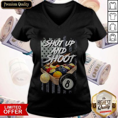 Top Billiard Shut Up And Shoot American Flag V-neck