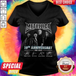 Top Metallica 39th Anniversary 1981-2020 Signatures V-neck