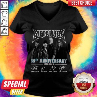 Top Metallica 39th Anniversary 1981-2020 Signatures V-neck