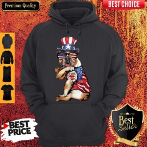 Uncle Sam Bulldog Tattoo I Love US Happy The 4th Of July Hoodie