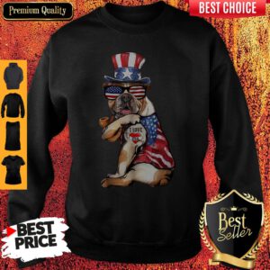 Uncle Sam Bulldog Tattoo I Love US Happy The 4th Of July Sweatshirt