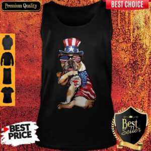 Uncle Sam Bulldog Tattoo I Love US Happy The 4th Of July Tank Top