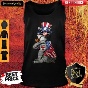 Uncle Sam Cat Tattoo I Love US Happy The 4th Of July Tank Top
