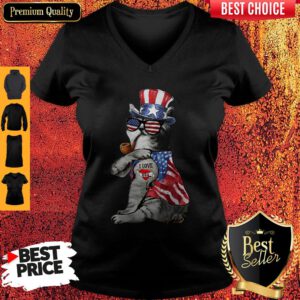 Uncle Sam Cat Tattoo I Love US Happy The 4th Of July V-neck