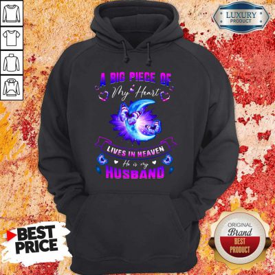 A Big Piece Of My Heart Lives In Heaven Husband Butterfly Moon Hoodie