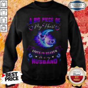 A Big Piece Of My Heart Lives In Heaven Husband Butterfly Moon Sweatshirt
