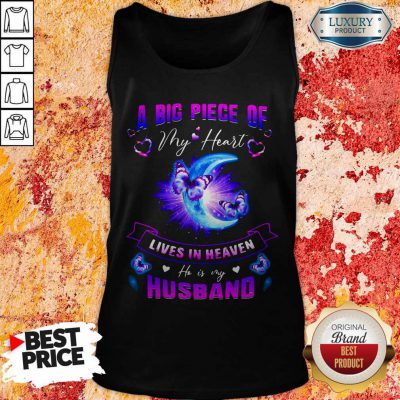 A Big Piece Of My Heart Lives In Heaven Husband Butterfly Moon Tank Top