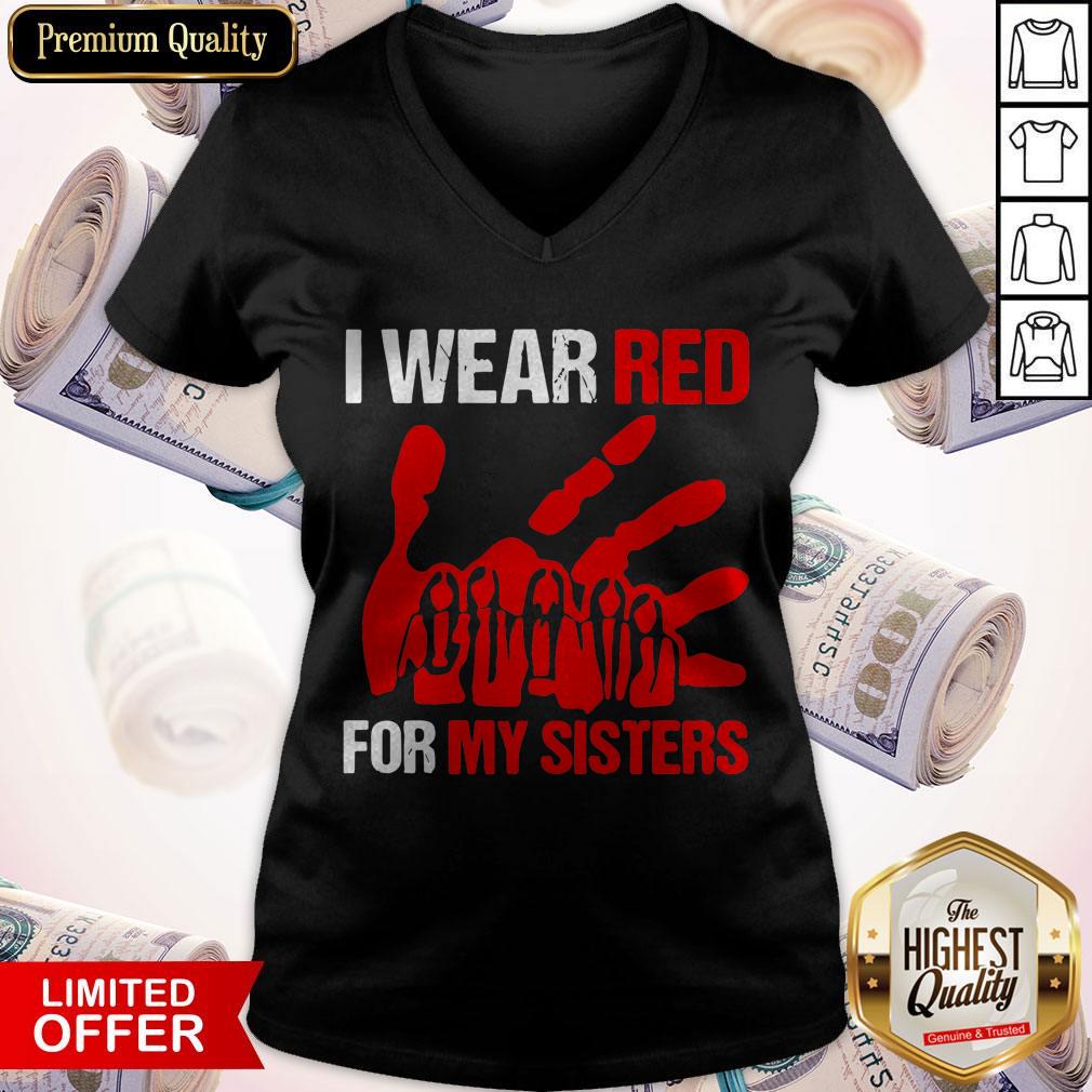 Top I Wear Red For My Sister V-neck Top I Wear Red For My Sister V-neck