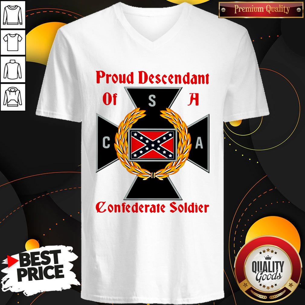 Awesome Proud Descendant Of A Confederate Soldier V-neck Awesome Proud Descendant Of A Confederate Soldier V-neck