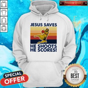 Basketball Jesus Saves He Shoots He Scores Vintage Retro Hoodie