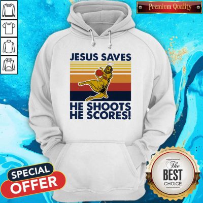 Basketball Jesus Saves He Shoots He Scores Vintage Retro Hoodie