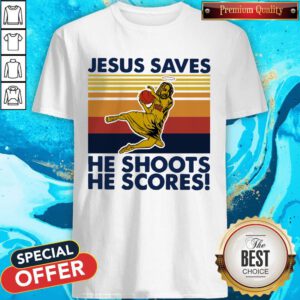 Basketball Jesus Saves He Shoots He Scores Vintage Retro Shirt