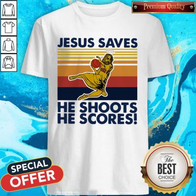 Basketball Jesus Saves He Shoots He Scores Vintage Retro Shirt