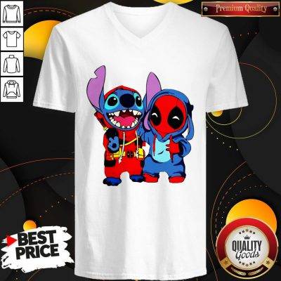 Cute Stitch And Deadpool V-neck