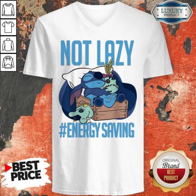 Cute Stitch Not Lazy Energy Saving V-neck
