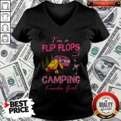 Flamingo I’m A Flip Flops And Camping Kinda Girl V-neck