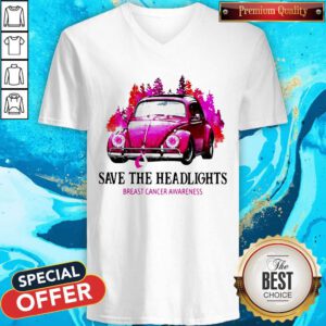 Funny Save The Headlights Breast Cancer Awareness V-neck