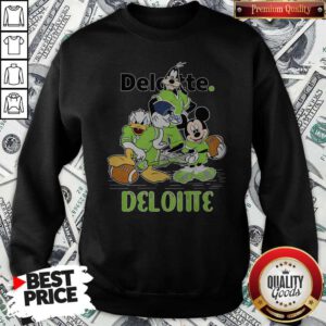Goofy Donald Duck And Mickey Mouse Football Player Deloitte Sweatshirt
