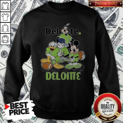 Goofy Donald Duck And Mickey Mouse Football Player Deloitte Sweatshirt