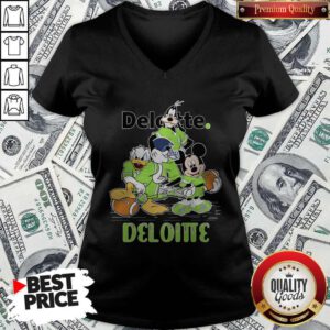 Goofy Donald Duck And Mickey Mouse Football Player Deloitte V-neck