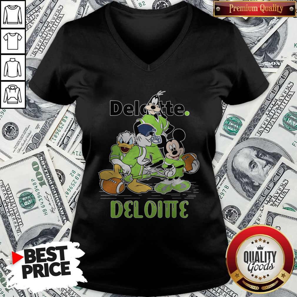 Goofy Donald Duck And Mickey Mouse Football Player Deloitte V-neck Goofy Donald Duck And Mickey Mouse Football Player Deloitte V-neck