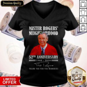Mister Rogers Neighborhood 52th Anniversary 1968 2020 Thank You For The Memories Signature V-neck