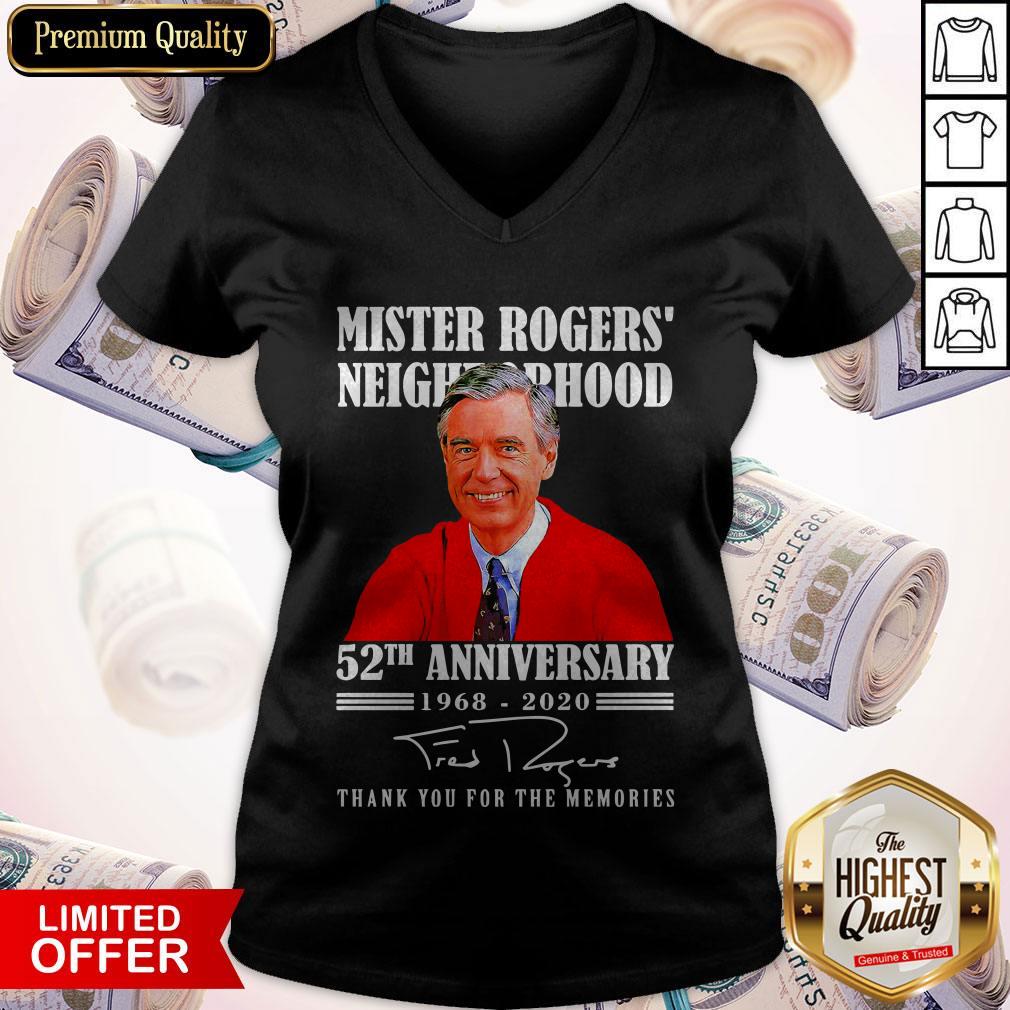 Mister Rogers Neighborhood 52th Anniversary 1968 2020 Thank You For The Memories Signature V-neck Mister Rogers Neighborhood 52th Anniversary 1968 2020 Thank You For The Memories Signature V-neck