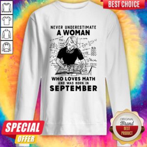 Alternative view of Never Underestimate A Woman Who Loves Math And Was Born In September Shirt