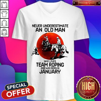Never Underestimate Who Loves Team Roping And Was Born In July Sunset V-neck