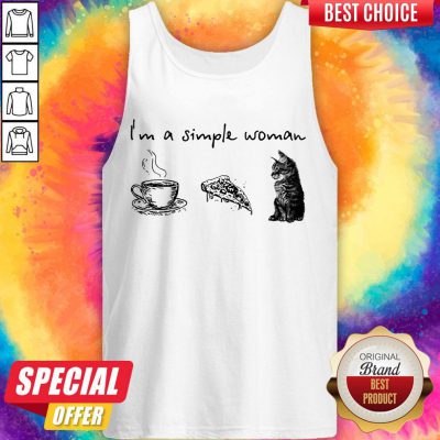 Nice I’m A Simple Woman Coffee Pizza Cat Tank Top