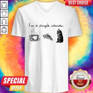Nice I’m A Simple Woman Coffee Pizza Cat V-neck
