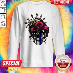 Alternative view of Nice Woman Skull Queen America Flag Halloween Shirt