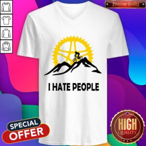 Pretty Cycling I Hate People Mountain Biking V-neck
