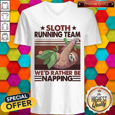Sloth Running Team We’d Rather Be Napping V-neck