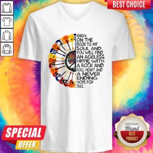 Top Guitars Hippie Sunflower Knock On The Door To My Soul V-neck
