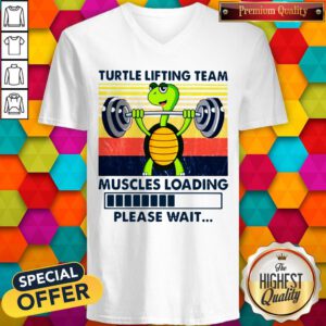 Turtle Lifting Team Muscles Loading Please Wait V-neck