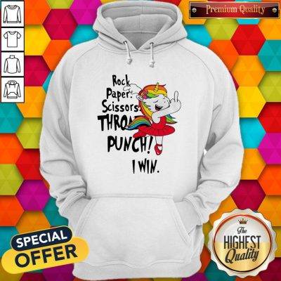 Unicorn Rock Paper Scissors Throat Punch I Win Hoodie